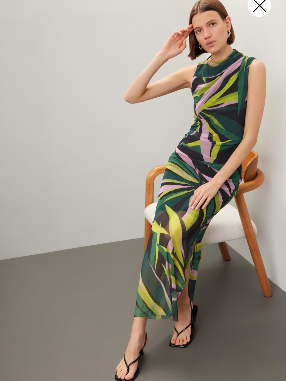 Donna Morgan Multicolored Abstract Printed Mesh Midi Dress